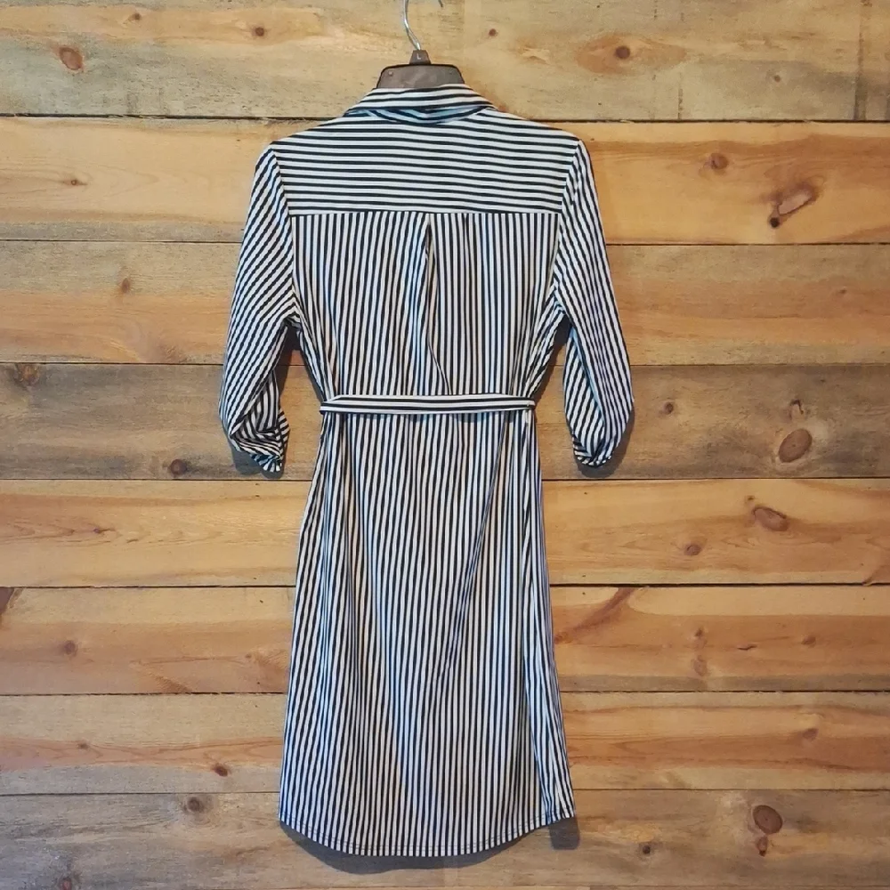 Mlle Gabrielle Black and White Striped Dress - Picture 4 of 4